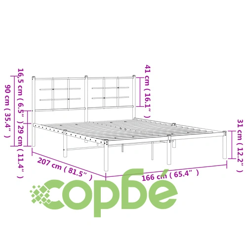 Метална рамка за легло с горна табла, черна, 160x200 см ➤ топ цена ➤ sorbe.bg