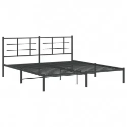 Метална рамка за легло с горна табла, черна, 180x200 см