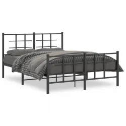 Метална рамка за легло с горна и долна табла, черна, 135x190 см