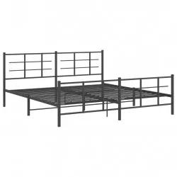 Метална рамка за легло с горна и долна табла, черна, 193x203 см