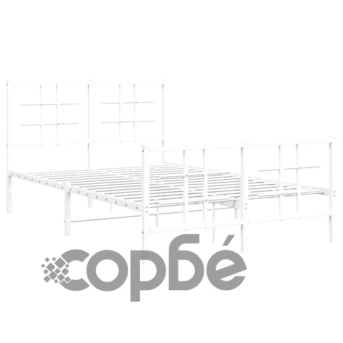 Метална рамка за легло с горна и долна табла, бяла, 120x200 см ➤ топ цена ➤ sorbe.bg