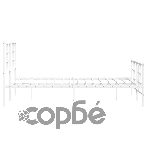 Метална рамка за легло с горна и долна табла, бяла, 120x200 см ➤ топ цена ➤ sorbe.bg