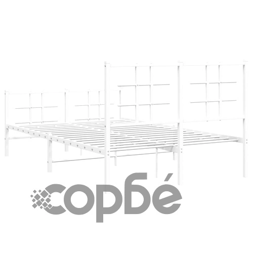 Метална рамка за легло с горна и долна табла, бяла, 120x200 см ➤ топ цена ➤ sorbe.bg