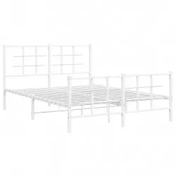 Метална рамка за легло с горна и долна табла, бяла, 135x190 см