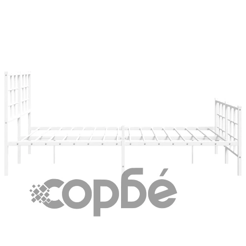 Метална рамка за легло с горна и долна табла, бяла, 150x200 см ➤ топ цена ➤ sorbe.bg