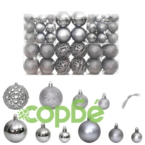 Коледни топки, 100 бр, сиви, 3 / 4 / 6 см ➤ топ цена ➤ sorbe.bg