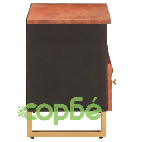 ТВ шкаф, кафяво и черно, 70x33,5x46 см, масивно мангово дърво ➤ топ цена ➤ sorbe.bg