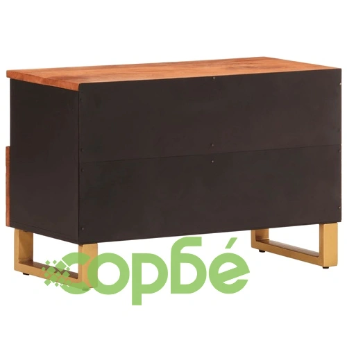 ТВ шкаф, кафяво и черно, 70x33,5x46 см, масивно мангово дърво ➤ топ цена ➤ sorbe.bg