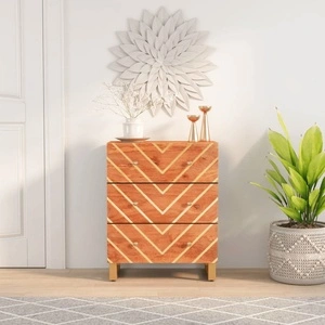 Страничен шкаф, кафяво и черно, 60x33,5x75 см, манго масив