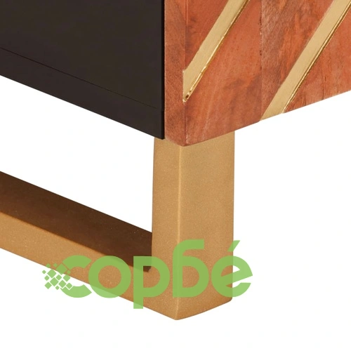 ТВ шкаф, кафяво и черно, 80x31,5x46 см, масивно мангово дърво ➤ топ цена ➤ sorbe.bg