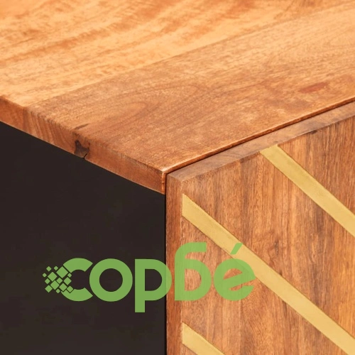 Шкаф за баня, кафяво и черно, 38x33,5x58 см, манго масив ➤ топ цена ➤ sorbe.bg