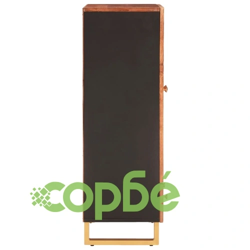 Висок шкаф, кафяво и черно, 60x33,5x100 см, мангово дърво масив ➤ топ цена ➤ sorbe.bg