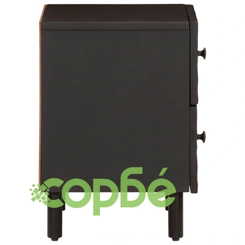 Нощно шкафче, черно, 40x33x46 см, мангово дърво масив ➤ топ цена ➤ sorbe.bg