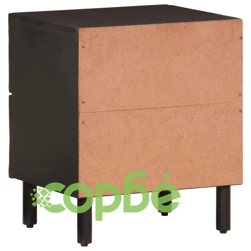 Нощно шкафче, черно, 40x33x46 см, мангово дърво масив ➤ топ цена ➤ sorbe.bg