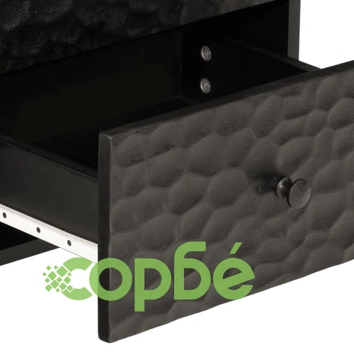 Нощно шкафче, черно, 40x33x46 см, мангово дърво масив ➤ топ цена ➤ sorbe.bg