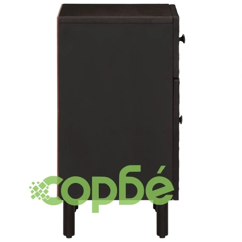 Нощно шкафче, черно, 50x33x60 см, мангово дърво масив ➤ топ цена ➤ sorbe.bg