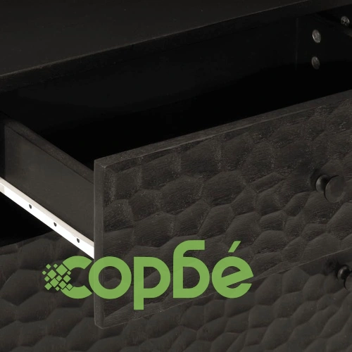 Нощно шкафче, черно, 50x33x60 см, мангово дърво масив ➤ топ цена ➤ sorbe.bg