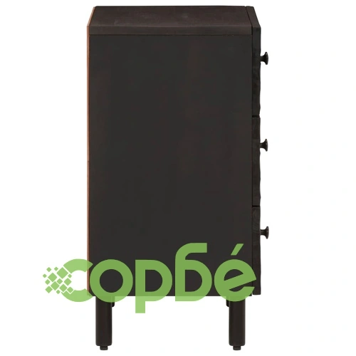 Нощно шкафче, черно, 50x33x60 см, мангово дърво масив ➤ топ цена ➤ sorbe.bg