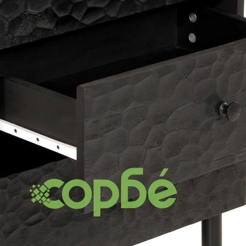 Нощно шкафче, черно, 50x33x60 см, мангово дърво масив ➤ топ цена ➤ sorbe.bg