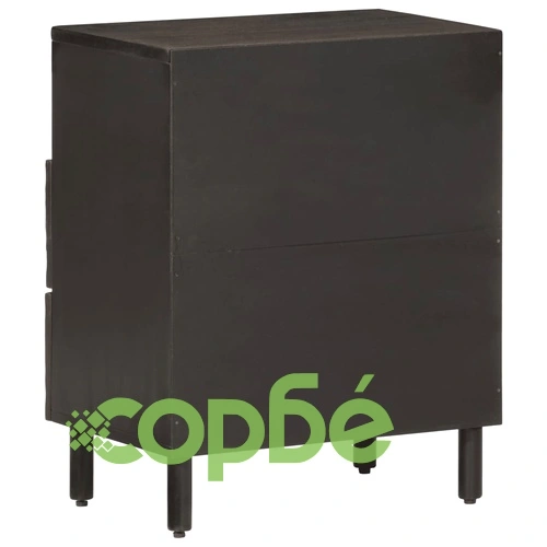 Нощно шкафче, черно, 50x33x60 см, мангово дърво масив ➤ топ цена ➤ sorbe.bg