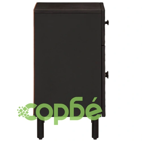 Нощно шкафче, черно, 50x33x60 см, мангово дърво масив ➤ топ цена ➤ sorbe.bg