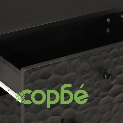 Нощно шкафче, черно, 50x33x60 см, мангово дърво масив ➤ топ цена ➤ sorbe.bg