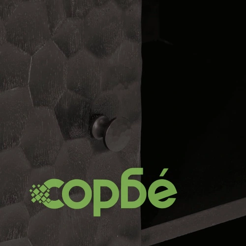 Страничен шкаф, черен, 90x33x75 см, манго масивно дърво ➤ топ цена ➤ sorbe.bg