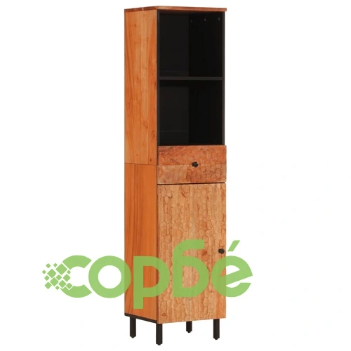 Шкаф за баня 38x33x160 см масивно акациево дърво ➤ топ цена ➤ sorbe.bg