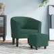 Объл фотьойл с опора за крака, тъмнозелен, кадифе