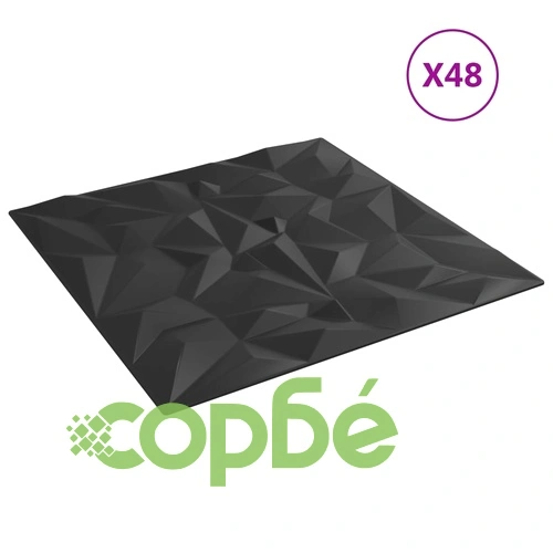 Стенни панели 48 бр черни 50x50 см XPS 12 м² аметист ➤ топ цена ➤ sorbe.bg