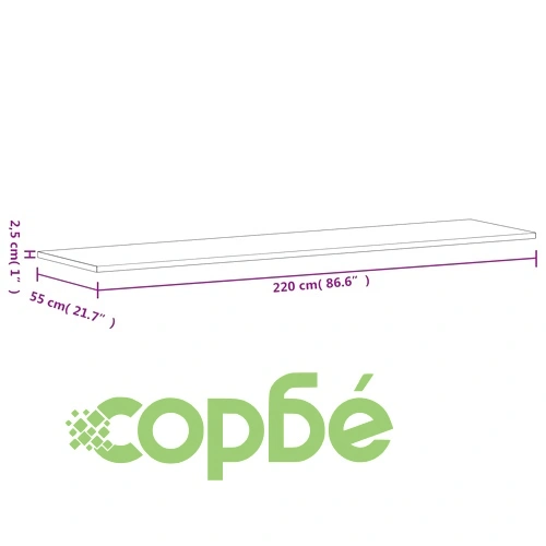 Плот за бюро, 220x55x2,5 см, масивно дърво бук ➤ топ цена ➤ sorbe.bg