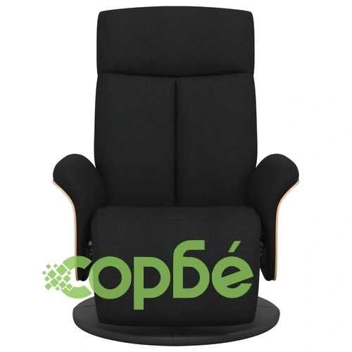Релаксиращ стол с опора за крака, черен, текстил ➤ топ цена ➤ sorbe.bg