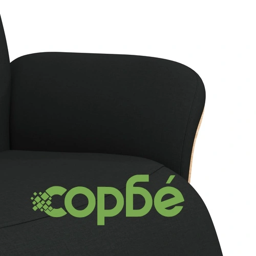 Релаксиращ стол с опора за крака, черен, текстил ➤ топ цена ➤ sorbe.bg