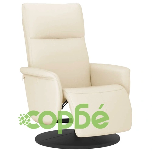 Реклайнер с опора за крака, кремав, изкуствена кожа  ➤ топ цена ➤ sorbe.bg