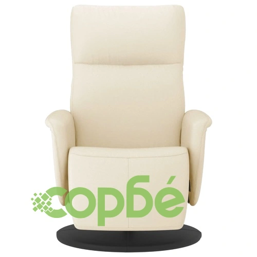 Реклайнер с опора за крака, кремав, изкуствена кожа  ➤ топ цена ➤ sorbe.bg