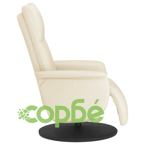 Реклайнер с опора за крака, кремав, изкуствена кожа  ➤ топ цена ➤ sorbe.bg