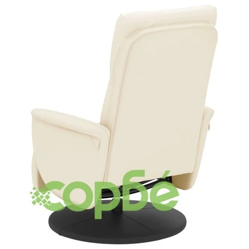 Реклайнер с опора за крака, кремав, изкуствена кожа  ➤ топ цена ➤ sorbe.bg