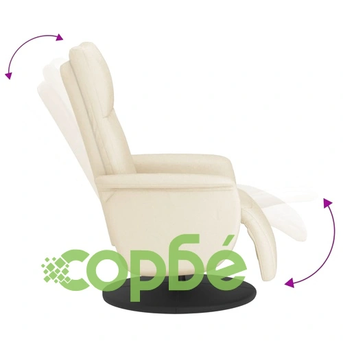Реклайнер с опора за крака, кремав, изкуствена кожа  ➤ топ цена ➤ sorbe.bg
