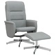 Накланящ се стол с табуретка за крака, светлосив, текстил