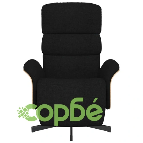 Релаксиращ стол с опора за крака, черен, текстил ➤ топ цена ➤ sorbe.bg