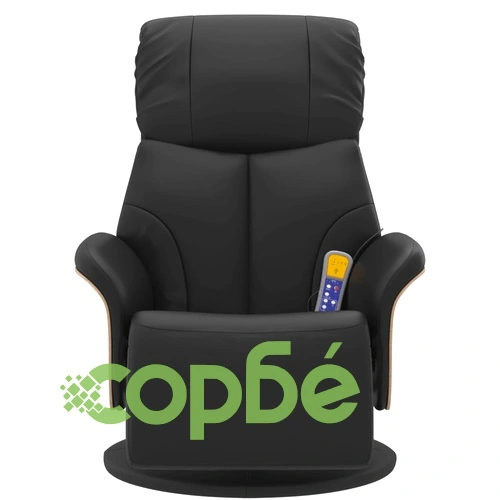 Масажен реклайнер стол с опора за крака, черен, изкуствена кожа ➤ топ цена ➤ sorbe.bg
