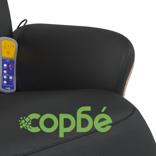 Масажен реклайнер стол с опора за крака, черен, изкуствена кожа ➤ топ цена ➤ sorbe.bg