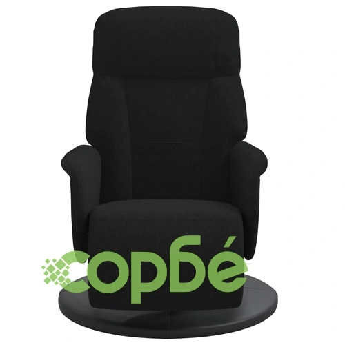 Реклайнер стол с поставка за крака, черен, кадифе ➤ топ цена ➤ sorbe.bg