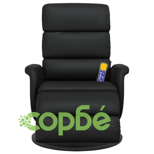 Масажен реклайнер стол с опора за крака, черен, изкуствена кожа ➤ топ цена ➤ sorbe.bg