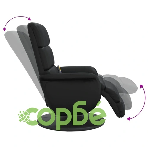 Масажен реклайнер стол с опора за крака, черен, изкуствена кожа ➤ топ цена ➤ sorbe.bg