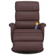 Масажен реклайнер стол с опора за крака, кафяв, изкуствена кожа