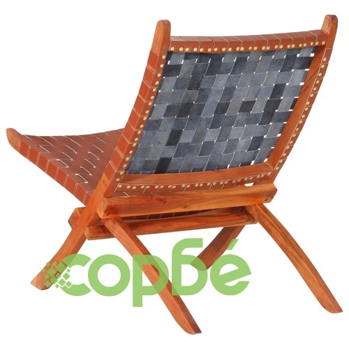 Сгъваем релаксиращ стол, кафяв, естествена кожа ➤ топ цена ➤ sorbe.bg