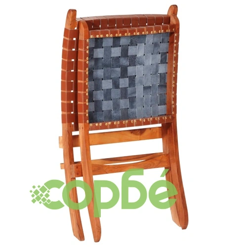 Сгъваем релаксиращ стол, кафяв, естествена кожа ➤ топ цена ➤ sorbe.bg