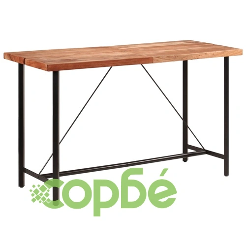 Бар маса 180x70x107 см масивно дърво акация и желязо ➤ топ цена ➤ sorbe.bg
