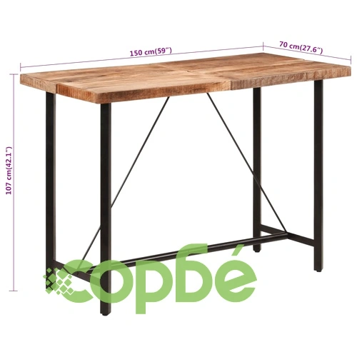 Бар маса 150x70x107 см масивно мангово дърво и желязо ➤ топ цена ➤ sorbe.bg